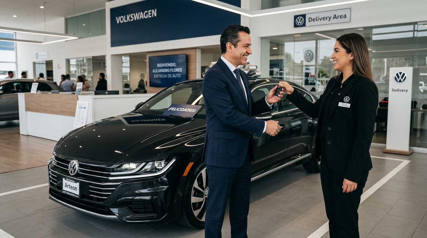 Entrega de vehículo Volkswagen a cliente empresarial para arrendamiento puro