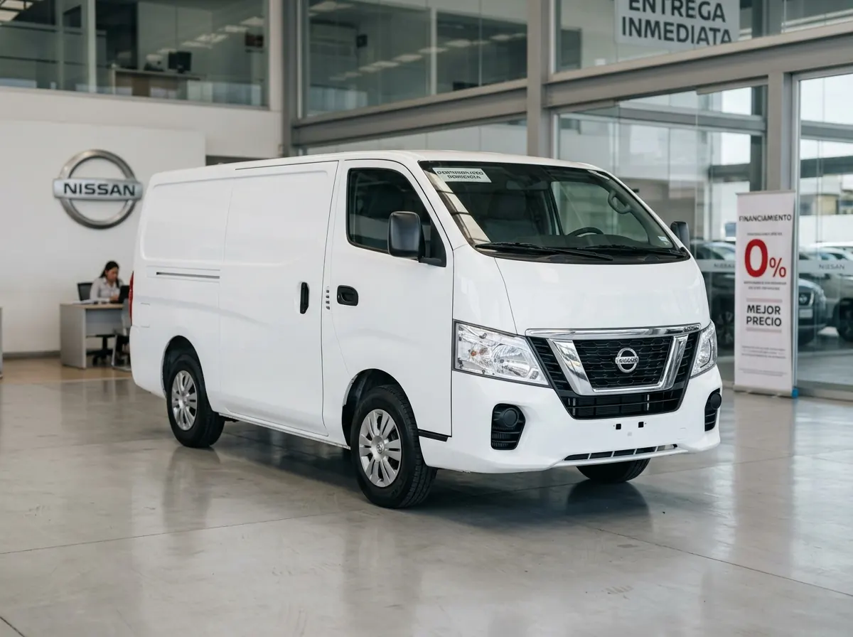 Nissan Urvan disponible para compra de contado en México, imagen de entrega inmediata para empresas que buscan precio negociado y adquisición sin intereses.