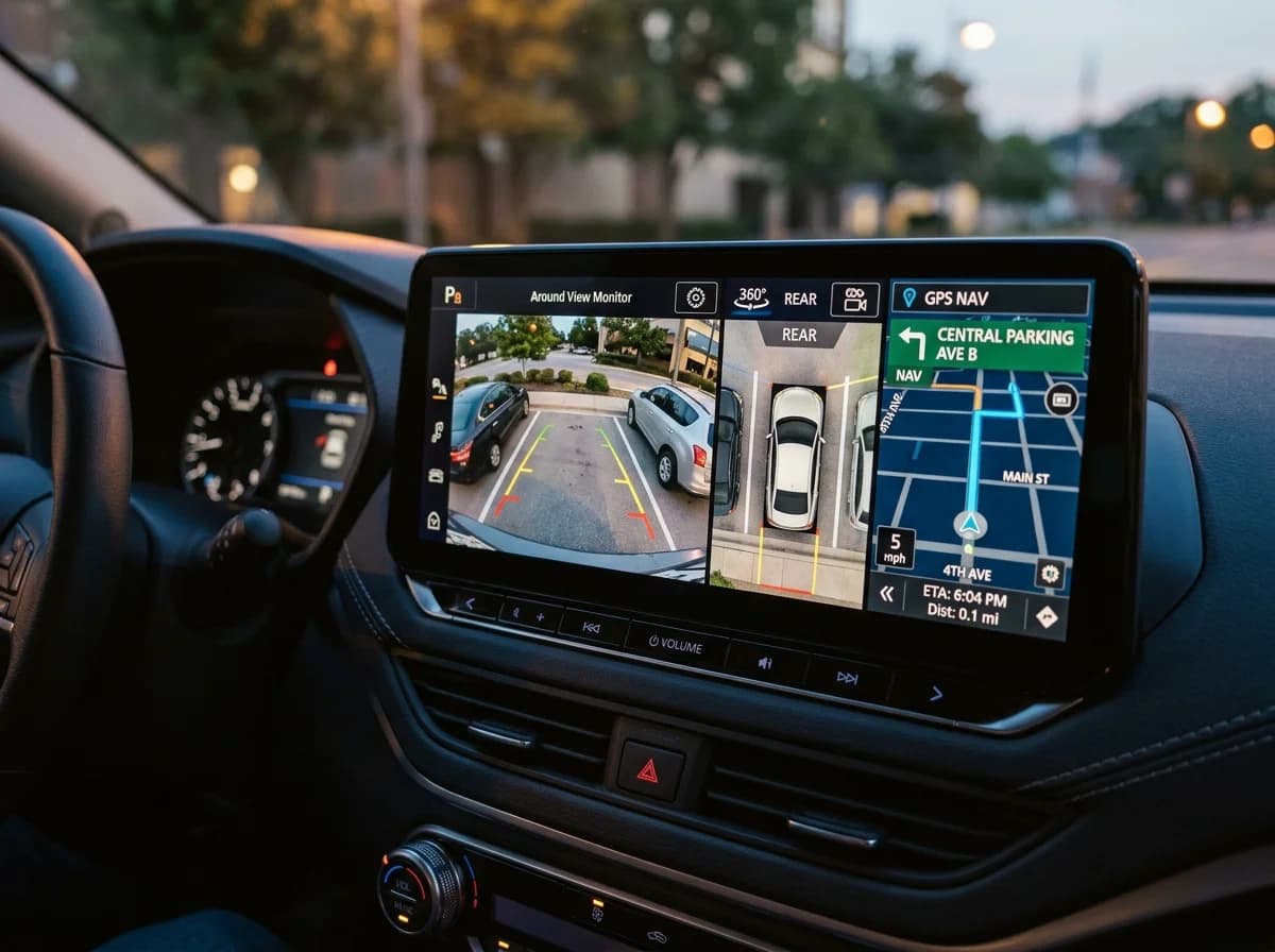 Pantalla de infoentretenimiento y cámara de visión periférica 360 del Nissan Sentra