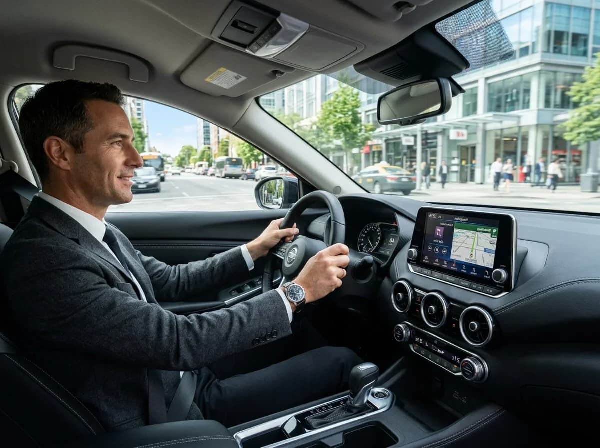 Interior y tablero digital del Nissan Sentra 2026 ideal para flotillas ejecutivas