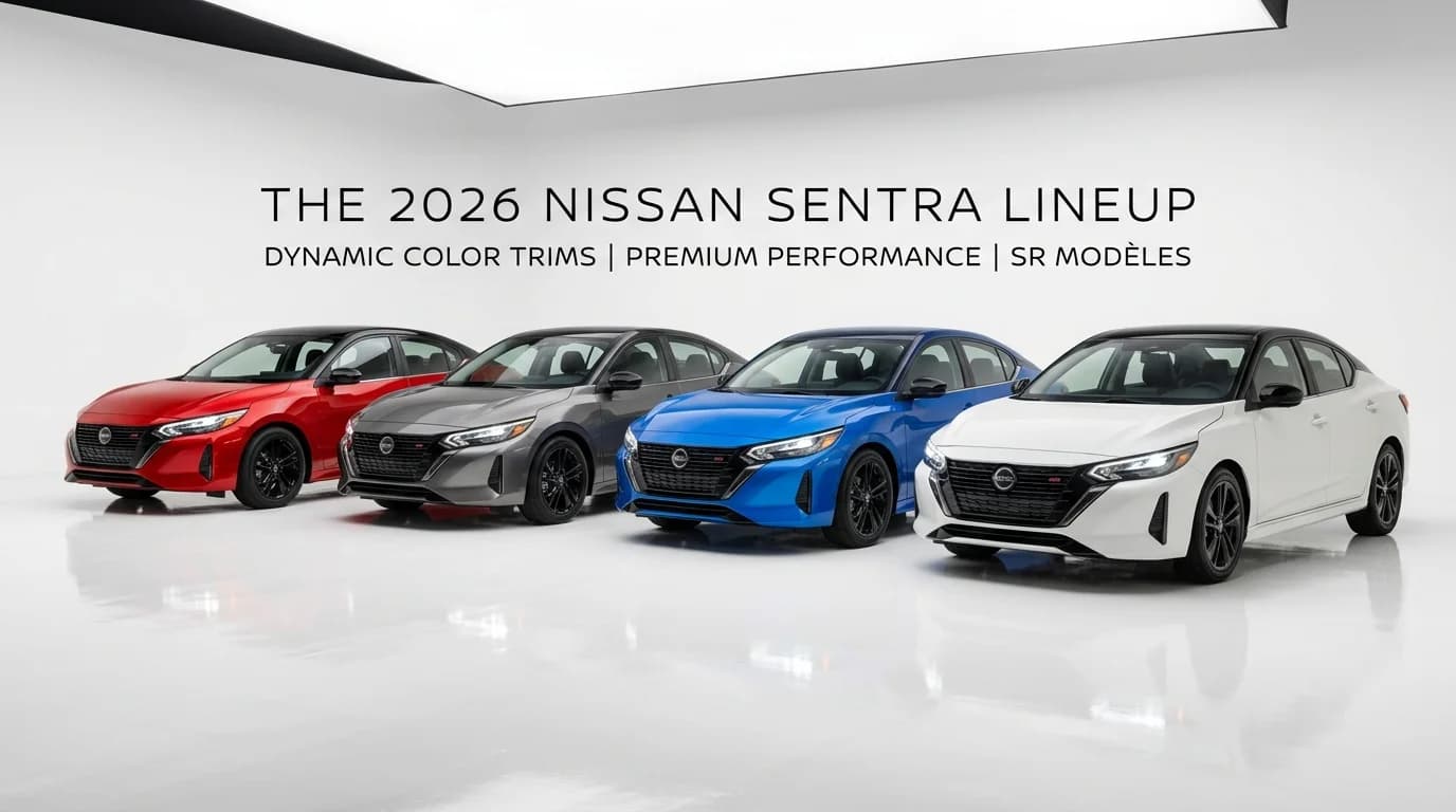 Gama de versiones del Nissan Sentra 2026 Sense, Advance y SR en México